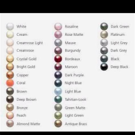 Pearl color chart | Pearl color, Crystals, Color chart