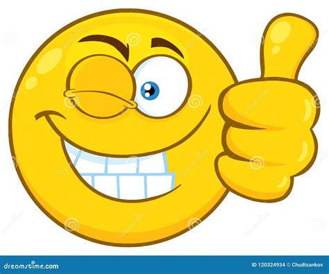 Smiling Yellow Cartoon Emoji Face Character With Wink Expression Giving ...