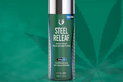 Steel Releaf roll-on featuring CBD and other ingredients for pain relief