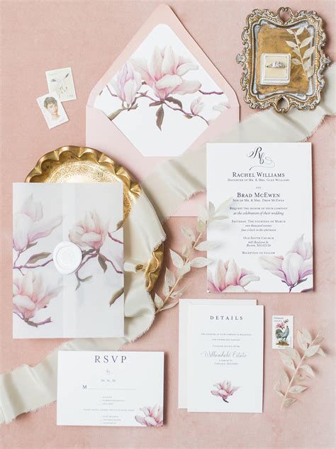 Modern magnolia floral design makes one dreamy wedding invitation ...