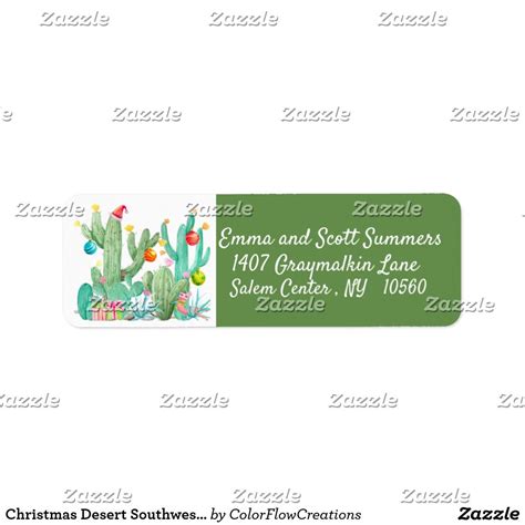 Christmas Desert Southwest Cactus Cacti Address Label | Zazzle.com | Christmas address labels ...