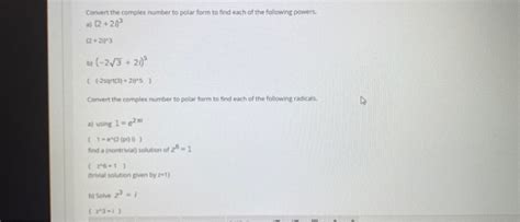 Solved Convert the complex number to polar form to find each | Chegg.com