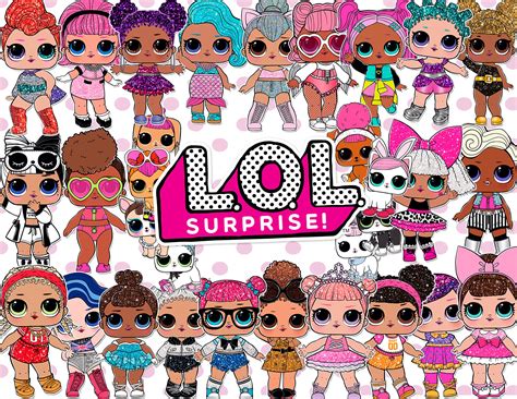 100 Lol Surprise Dolls ClipArt Digital PNG image picture drawing illustration art birthday party ...