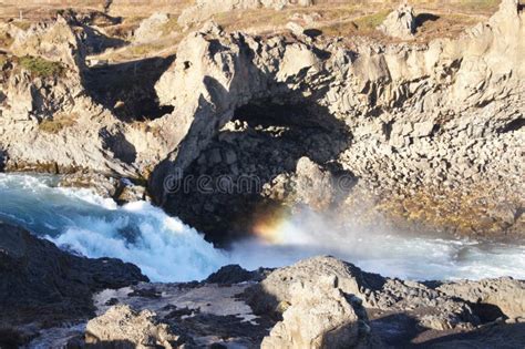 Rainbow Over Godafoss Waterfall, Northern Iceland Stock Image - Image ...