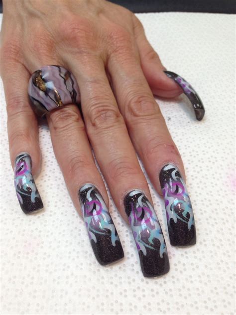 Airbrushed nails Finger Nail Art, Toe Nail Art, Nail Nail, Orange Nail ...