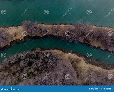 Drone Picture of Lake and River Stock Image - Image of drone, river ...