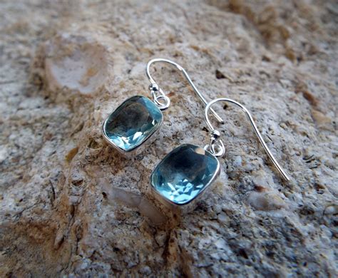 Sterling Silver Aquamarine Earrings Drop Dangle Handmade Jewelry