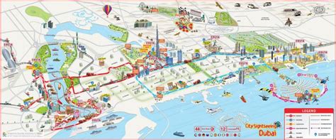 Plan et carte touristique de Dubaï : monuments et circuits | Dubai map ...