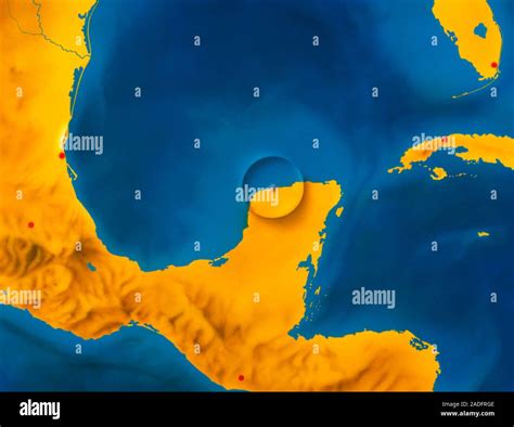 Chicxulub crater. Artwork showing the location of the Chicxulub impact ...