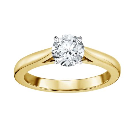 Tradition Diamond 14K Yellow Gold 1 Carat Certified Round Diamond Ring - Jewelry - Rings