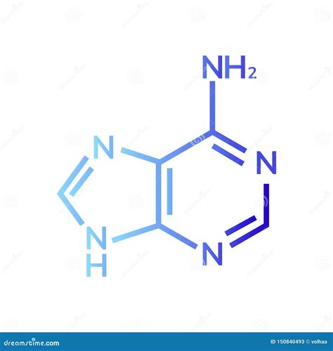 Adenine. Chemical Structural Formula And Model Of Molecule. C5H5N5 Vector Illustration ...