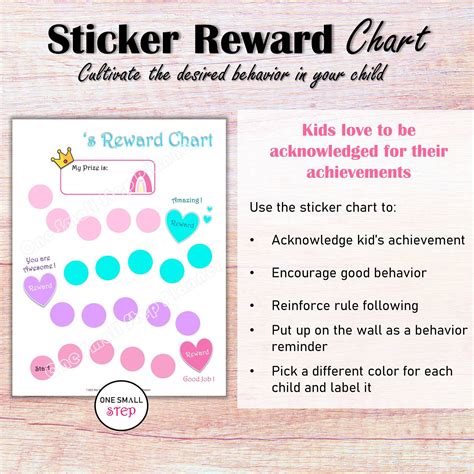 Reward Sticker Chart Kids Reward Chart Girl Sticker Chart - Etsy