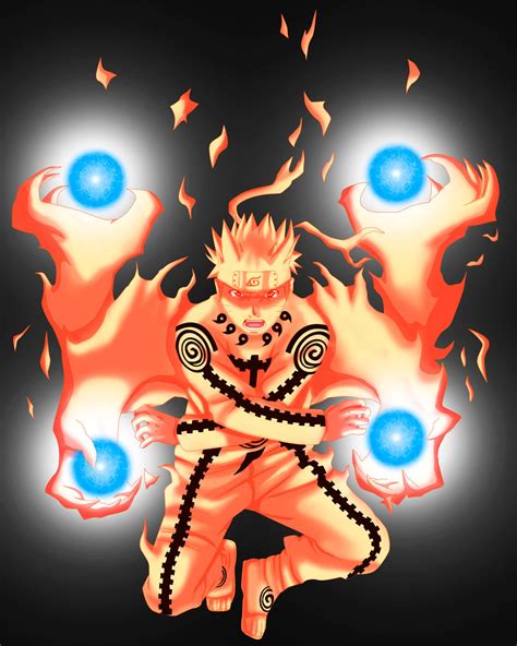 Naruto Kyuubi mode Four Rasengan's by B1ueW0lf on DeviantArt