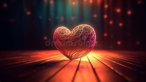 Neon Heart Illustration. Background with Futuristic Love Element. Valentines Day Modern Design ...
