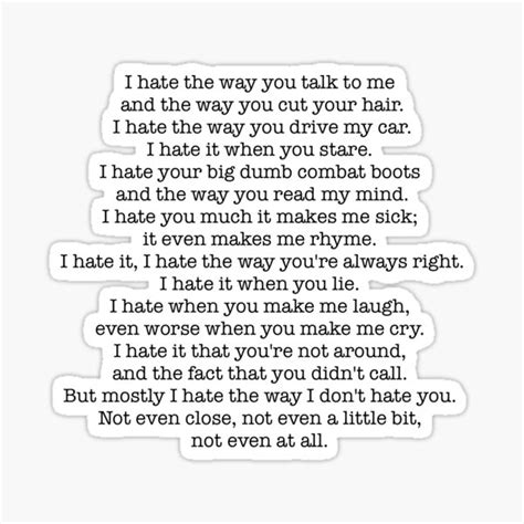 10 Things I Hate About You Poem Stickers | Redbubble