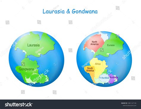 Globe Laurasia Gondwana Continental Borders Ocean Stock Vector (Royalty Free) 1881147130 ...