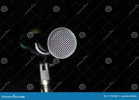 Microphone on stage stock image. Image of chair, light - 117701887