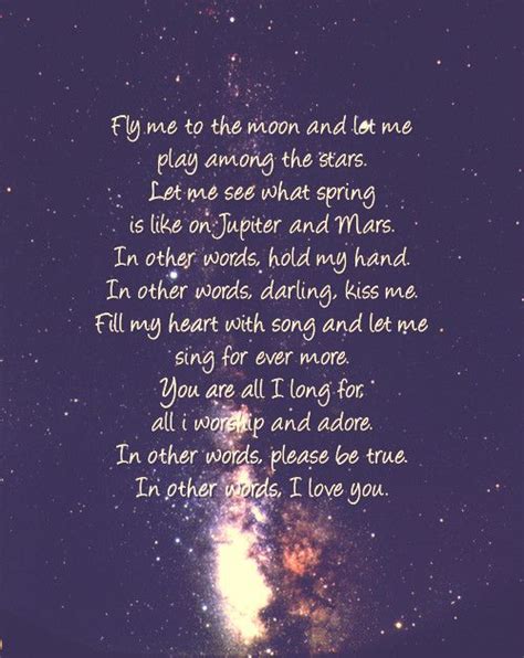 Fly me to the moon--our song--love that our son knows the words :) | Lyrics, Songs, Cool lyrics