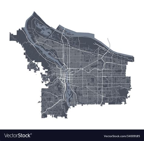 Portland map detailed city poster Royalty Free Vector Image