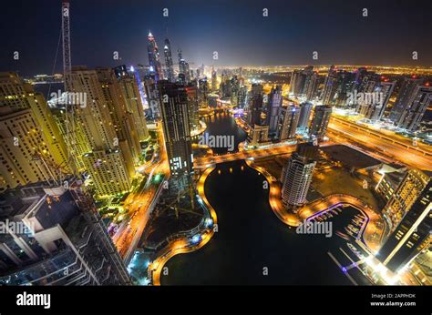 Dubai Marina night view. Beatiful view in Dubai, OAE Stock Photo - Alamy