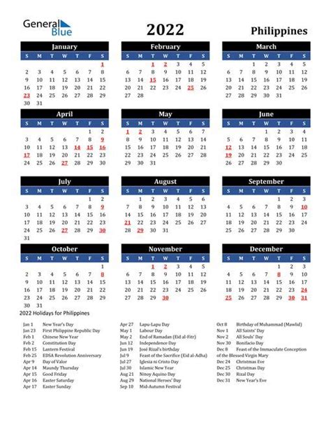 Philippines 2022 Calendar with Holidays. Philippines calendars are available in multiple types ...