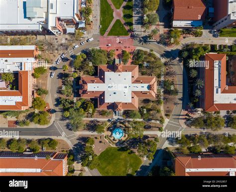 University of Arizona main campus aerial view including University Mall and Old Main Building in ...