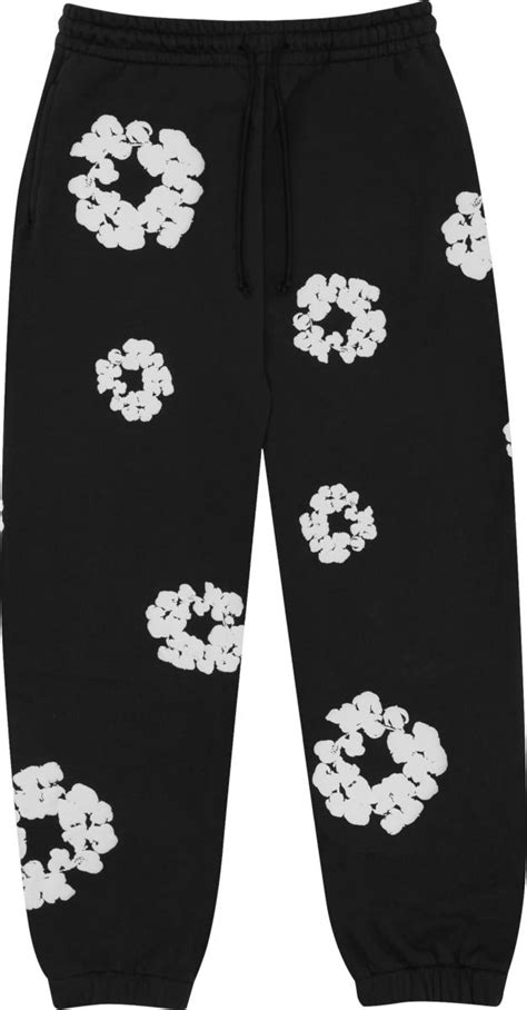 Denim Tears Black Cotton Wreath Sweatpants | INC STYLE