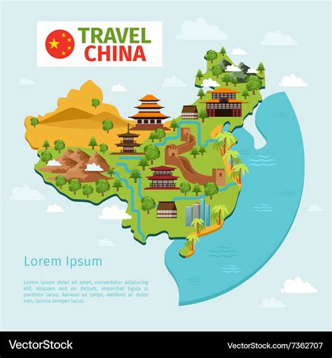 China travel map with traditional chinese Vector Image