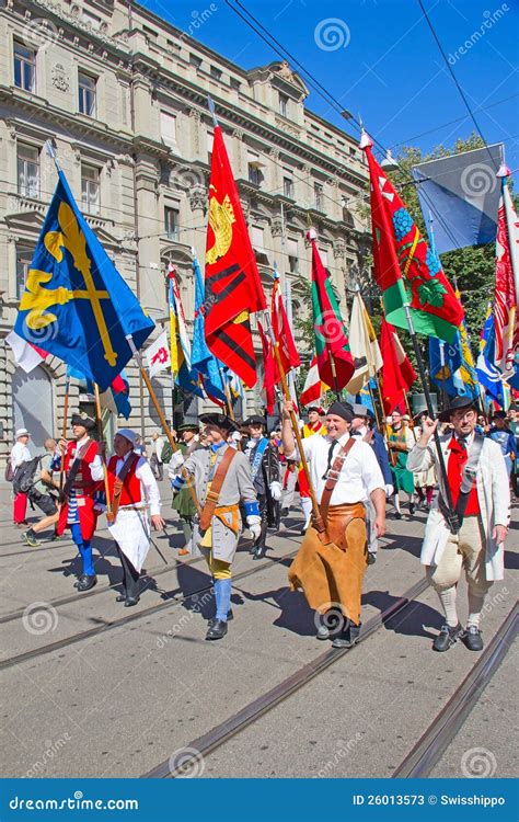 Swiss National Day Parade in Zurich Editorial Stock Photo - Image of ...