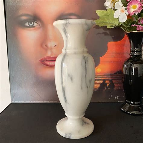 Vintage White Marble Vase: Tall Stone Heavy Home Decor Mid Late Century Modern MCM - Etsy