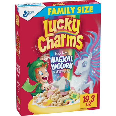 General Mills, Lucky Charms Breakfast Cereal, Marshmallow Cereal, Gluten Free, Family Size, 19.3 ...