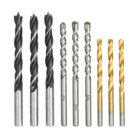 9PCS Multi purpose Wood Drill Bits High Speed Drills Masonry Drill Bit Carbon Steel Wood Hole ...