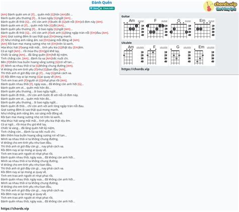 Chord: Đành Quên - tab, song lyric, sheet, guitar, ukulele | chords.vip