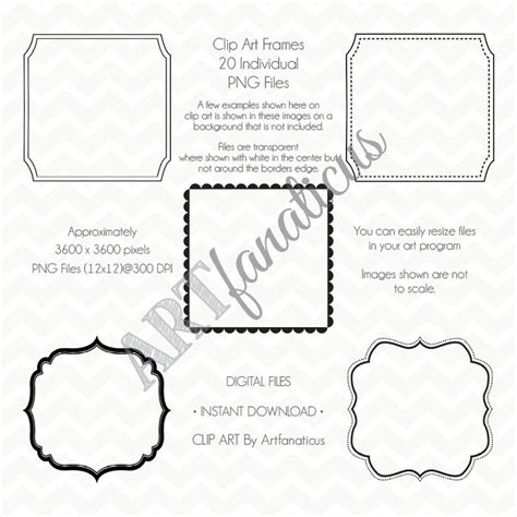 Clipart black SQUARE FRAMES Clipart 20 Frames/labels, Overlays, Belly Belt, Photographers ...