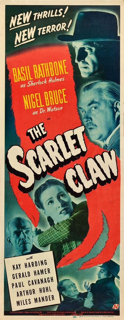 The Scarlet Claw (Universal, 1944) | Classic movie posters, Old movie ...