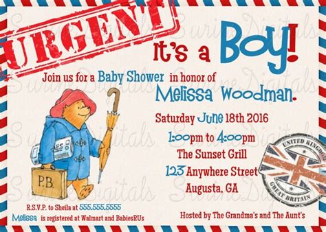 Paddington Bear Baby Shower Invitation It's a by SurineDigitals