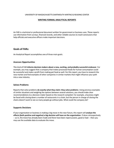 WRITING FORMAL ANALYTICAL REPORTS