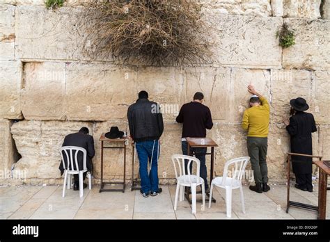 Orthodox Jews praying at the Western Wall, Wailing Wall, rear view ...