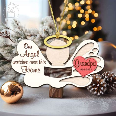 Personalized Basic color memorial angel wooden ornament - Unifury