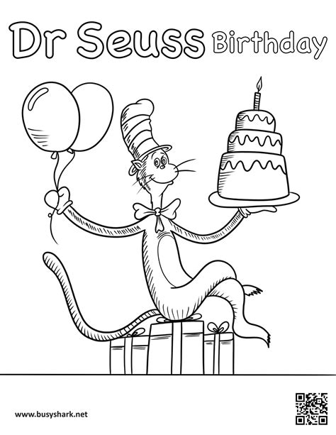 Happy Birthday Dr Seuss coloring page Free printable - Busy Shark