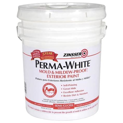 Zinsser Perma-White 5 gal. Mold & Mildew-Proof White Satin Exterior Paint 3100 - The Home Depot