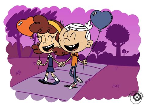 an image of two people walking in the park with balloons on their heads and one person holding hands
