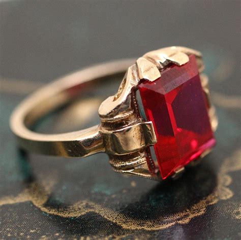 1930's 10K Synthetic Ruby Ring – Pippin Vintage Jewelry