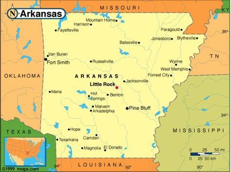 Arkansas Big Cities Map