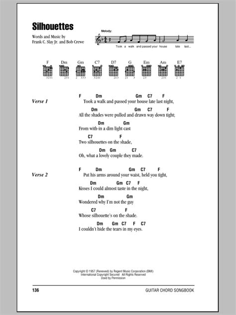 Silhouettes by Herman's Hermits - Guitar Chords/Lyrics - Guitar Instructor