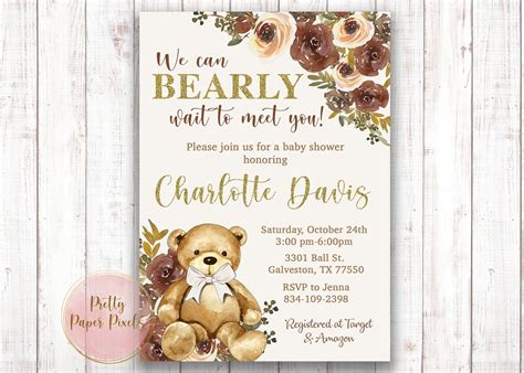 Teddy Bear Baby Shower Invitation Boy Girl Gender Neutral | Etsy