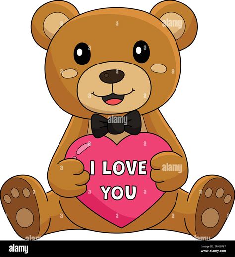 Valentines Day Teddy Bear Cartoon Colored Clipart Stock Vector Image ...