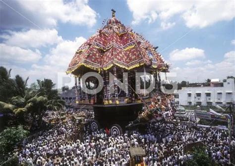 Temple Car or Chariot festival in Thiruvarur Tamil Nadu India Asia Stock Image #195814836