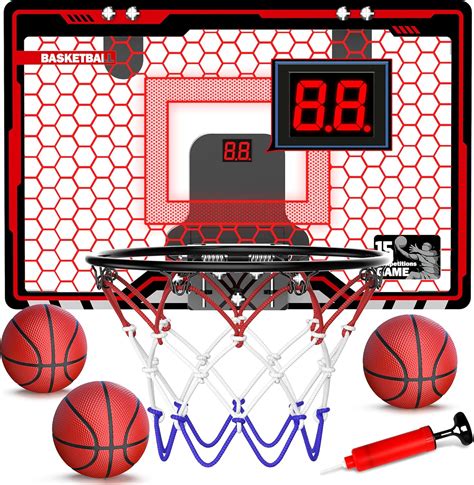 Amazon.com: HopeRock Indoor Basketball Hoop for Kids, Over The Door Mini Basketball Hoops, LED ...