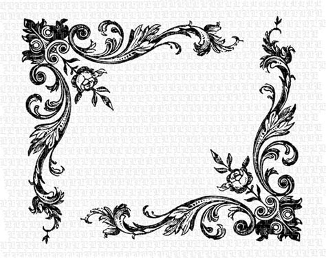 Floral Corner Border Antique Victorian Designs Vintage Clip Art Illustrations High Quality ...